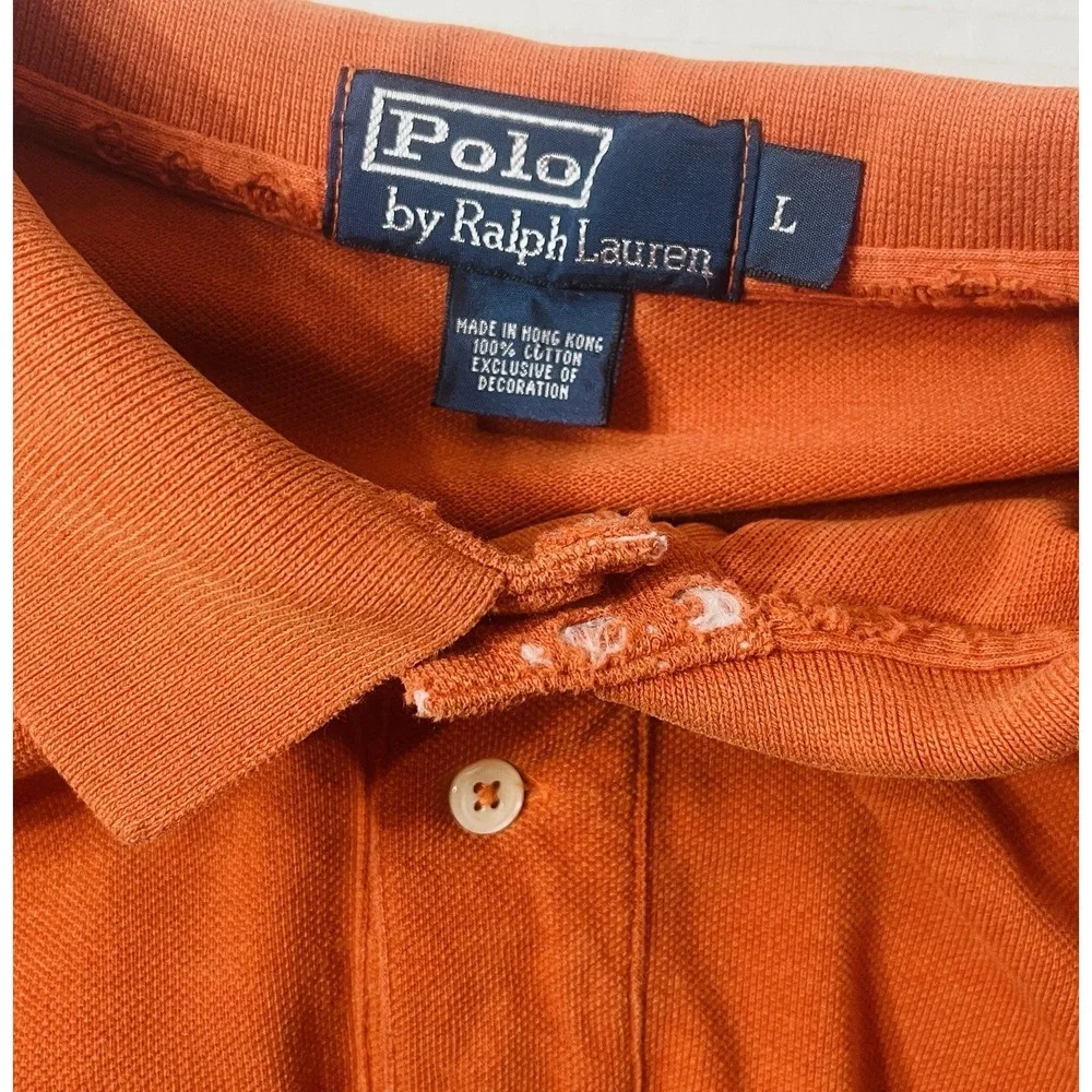 Vintage Polo Ralph Lauren Polo Shirt Men's Large Orange Preppy 90s Academia Fall